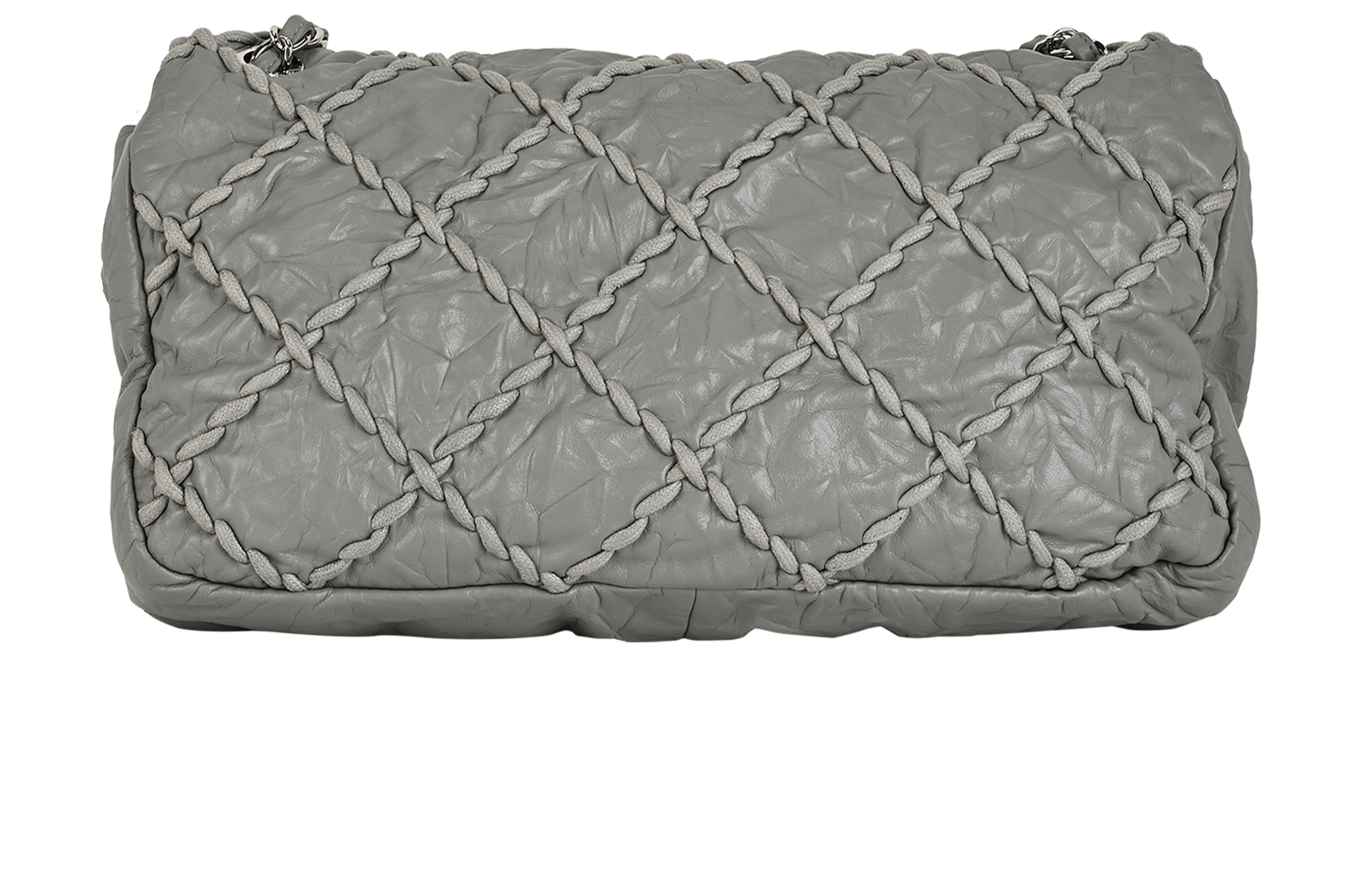 Jumbo Ultra Stitch Flap, &pound;1,200, Handbags, Grey, Leather, Back view